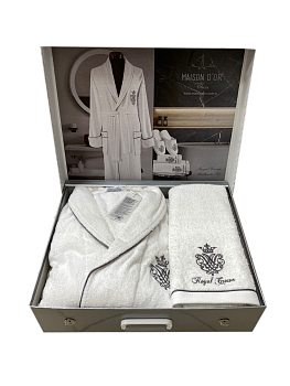Комплект Maison Dor ROYAL халат/тапочки/полотенца 